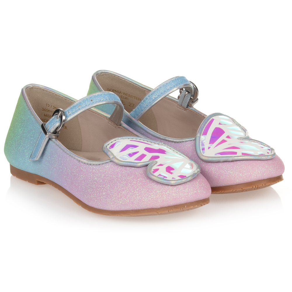 Sophia Webster Mini - Rosa Glitzer-Ballerinas mit Schmetterling | Childrensalon