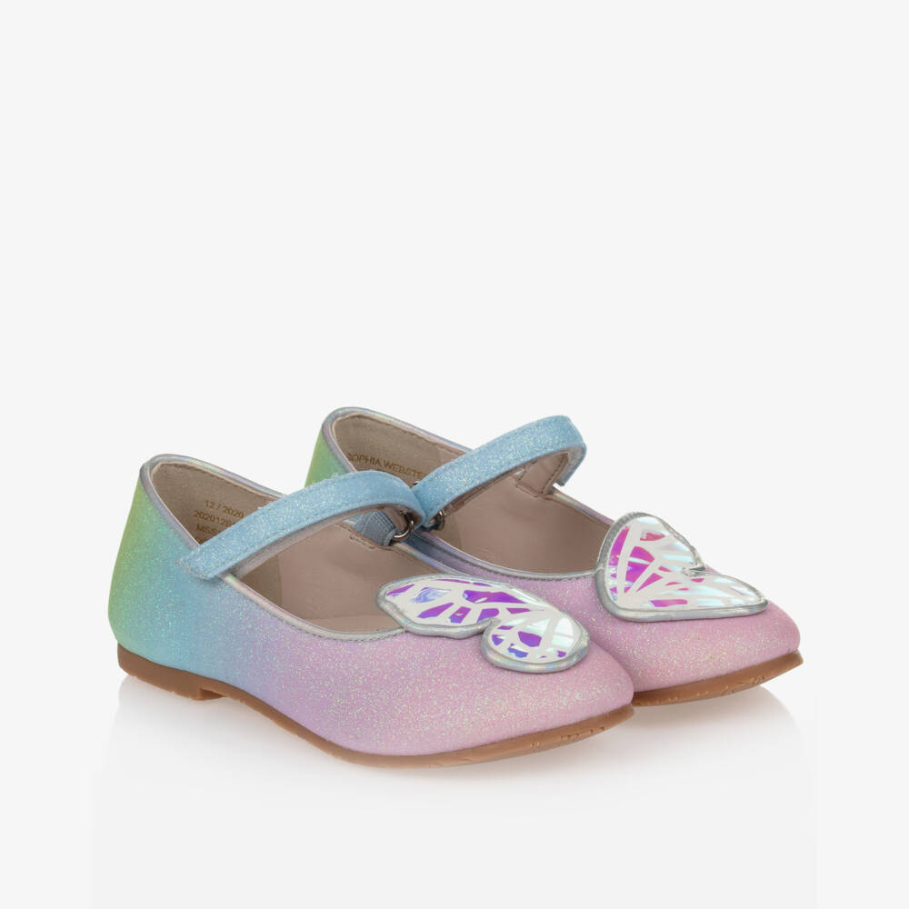 Sophia Webster Mini-Pink Glittery Butterfly Pumps | Childrensalon Outlet