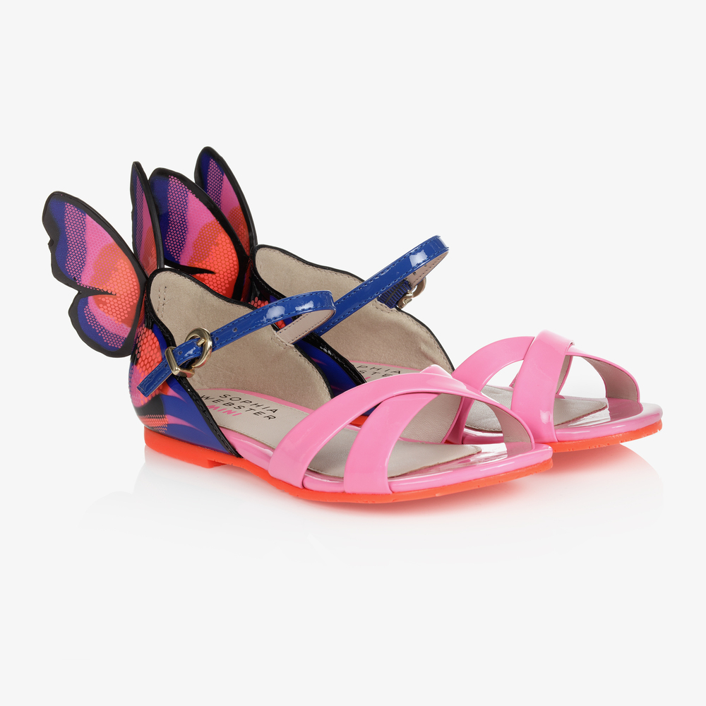 Sophia Webster Mini - Розовые кожаные сандалии с бабочками | Childrensalon
