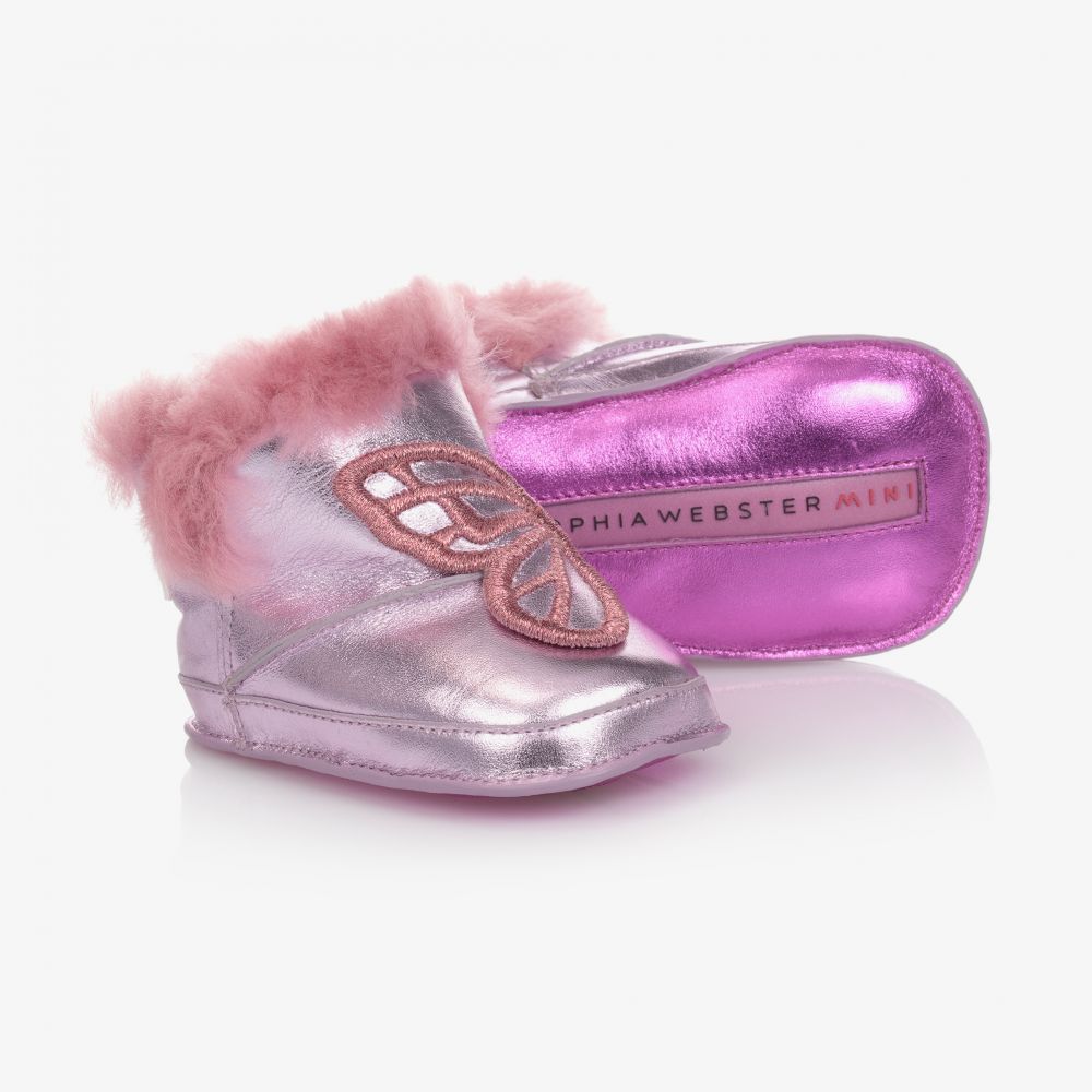 Sophia Webster Mini - Розовые кожаные пинетки | Childrensalon