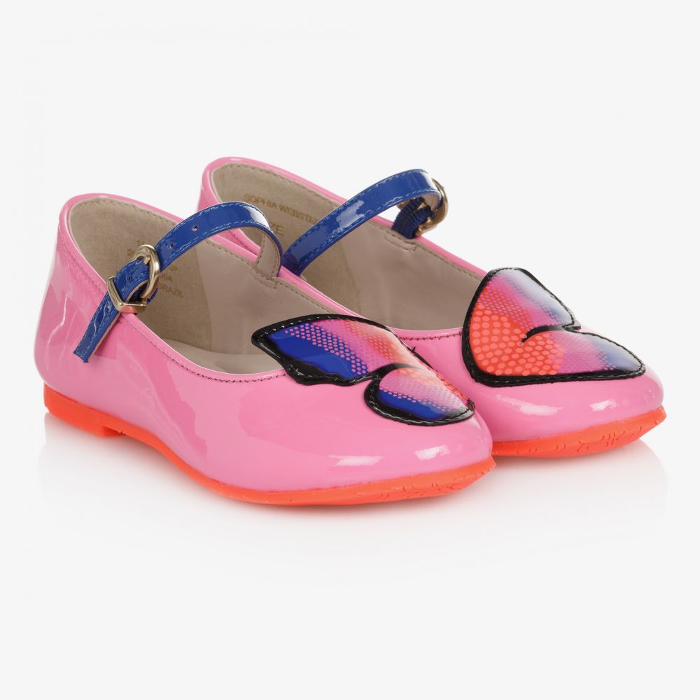 Sophia Webster Mini - حذاء جلد لامع لون زهري للبنات | Childrensalon