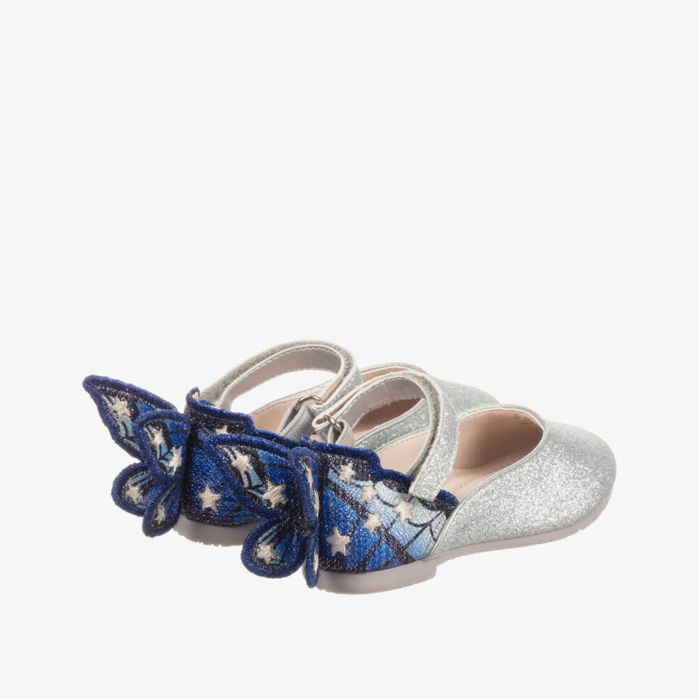 Sophia Webster Mini-Silver & Blue Glitter Shoes | Childrensalon Outlet