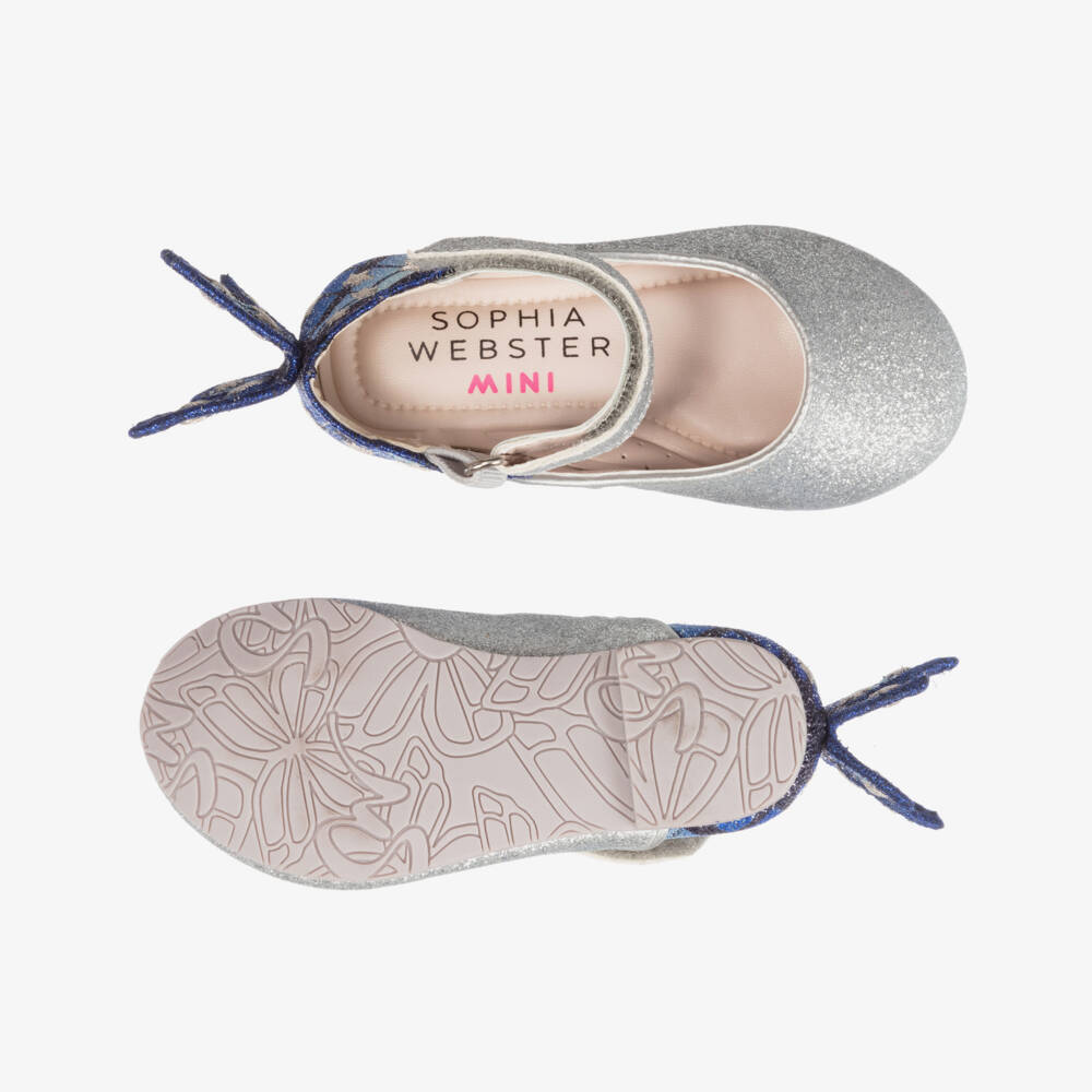 Sophia Webster Mini-Silver & Blue Glitter Shoes | Childrensalon Outlet