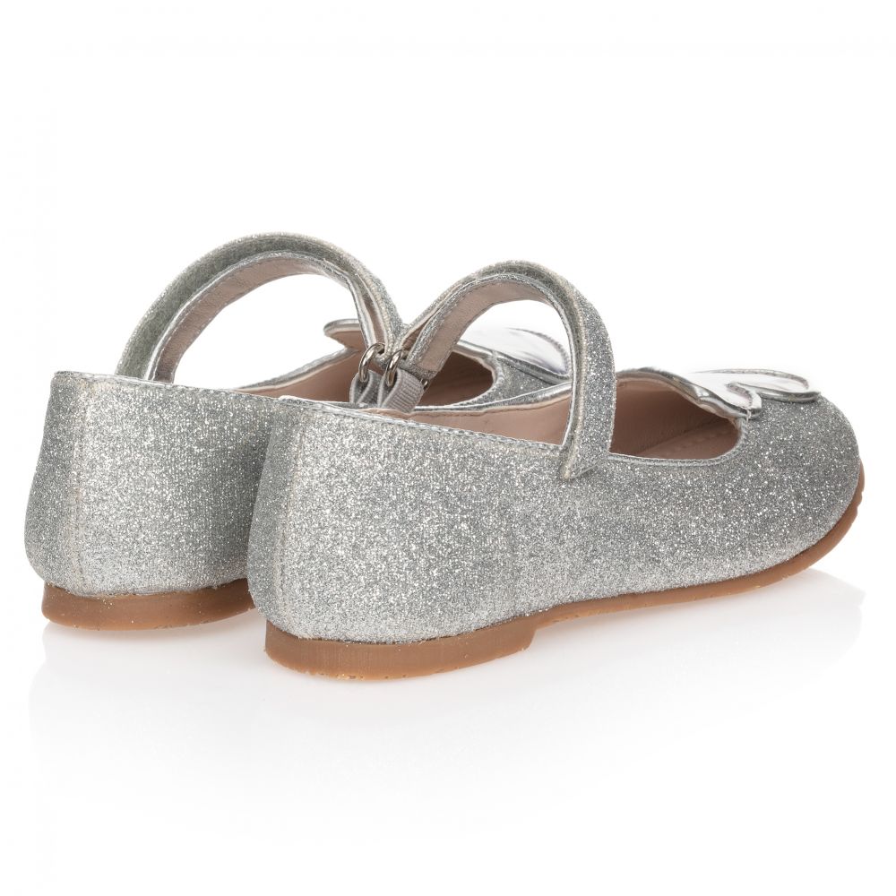 Sophia Webster Mini-Серебристые туфли с блестками и бабочками | Childrensalon Outlet