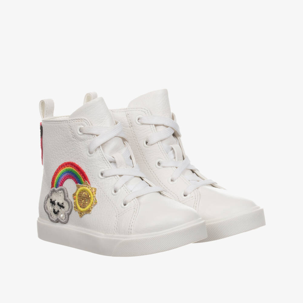 Sophia Webster Mini-White Leather Rainbow Trainers | Childrensalon Outlet