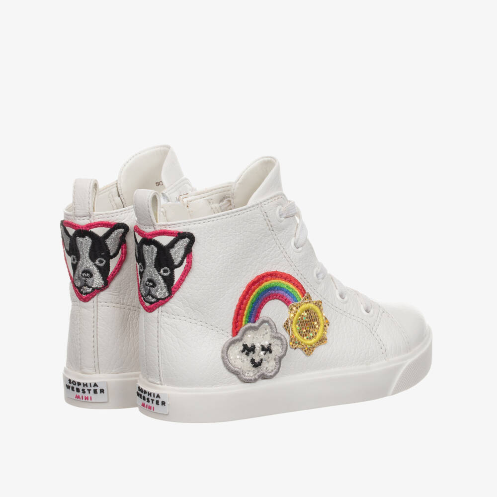 Sophia Webster Mini-White Leather Rainbow Trainers | Childrensalon Outlet