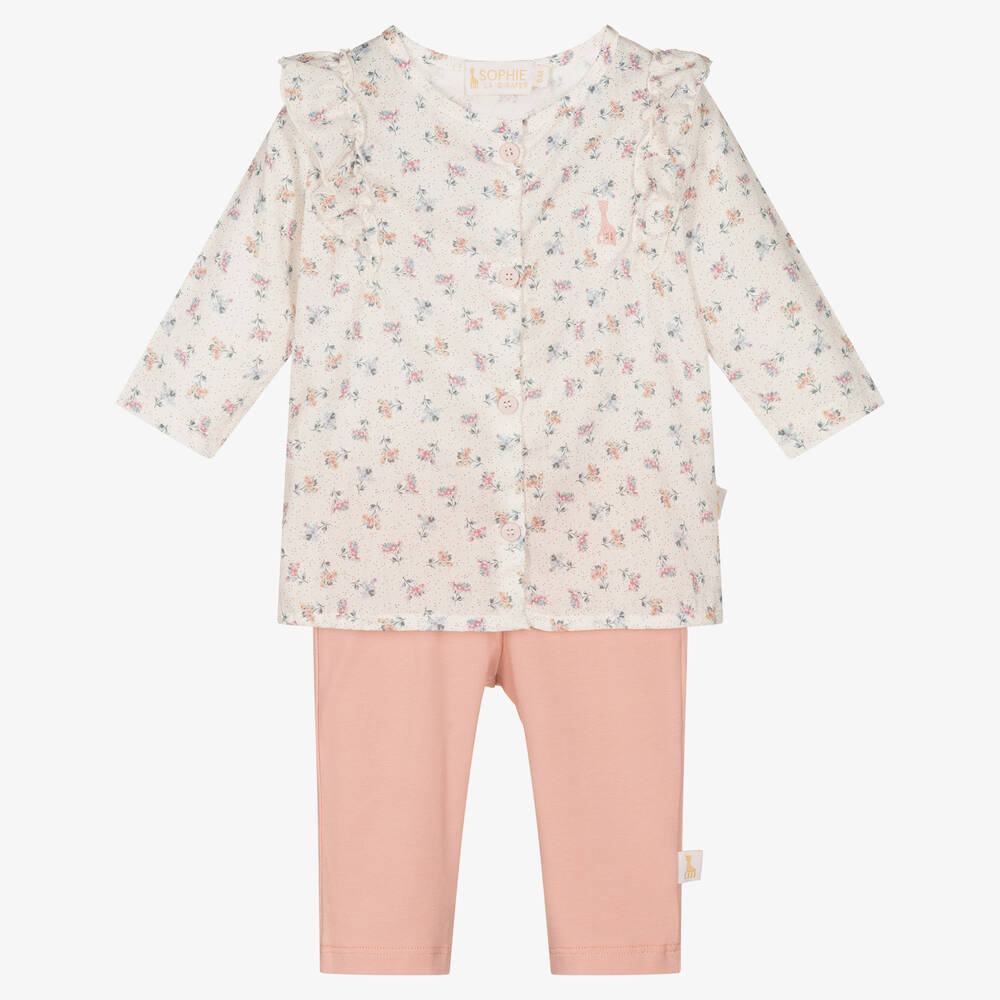 Sophie la Girafe-Baby Girls Pink Leggings Set | Childrensalon Outlet
