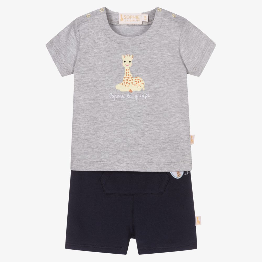 Sophie la Girafe - Ens. short gris et bleu Bébé | Childrensalon