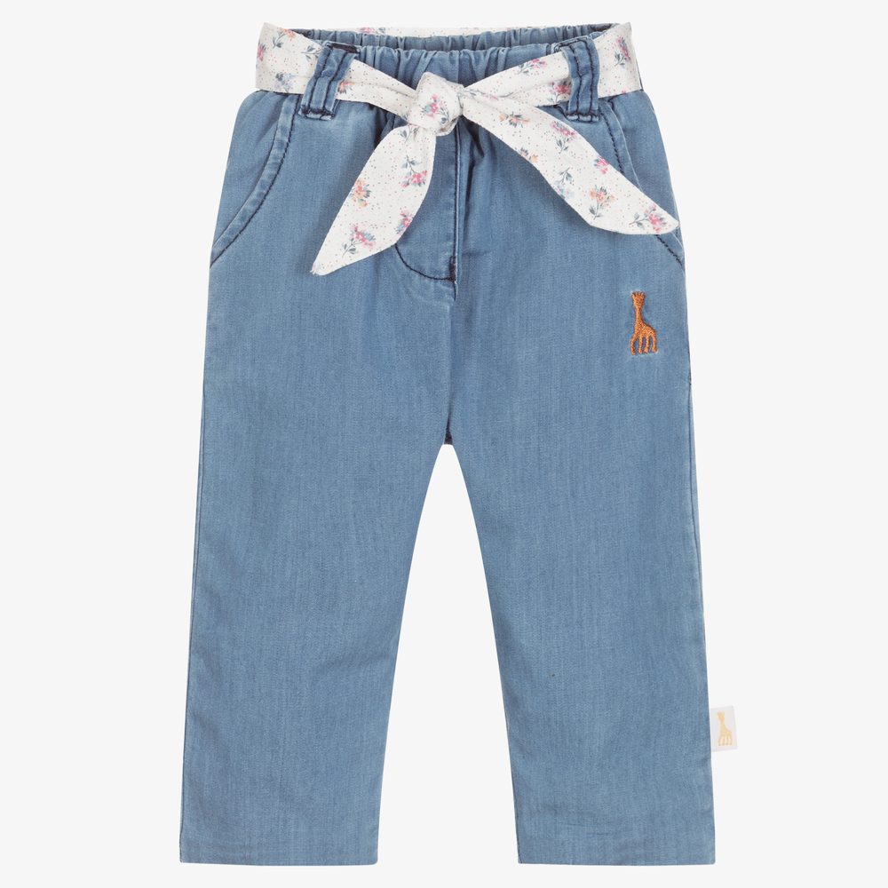 Sophie la Girafe - Blaue Chambray-Babyhose | Childrensalon