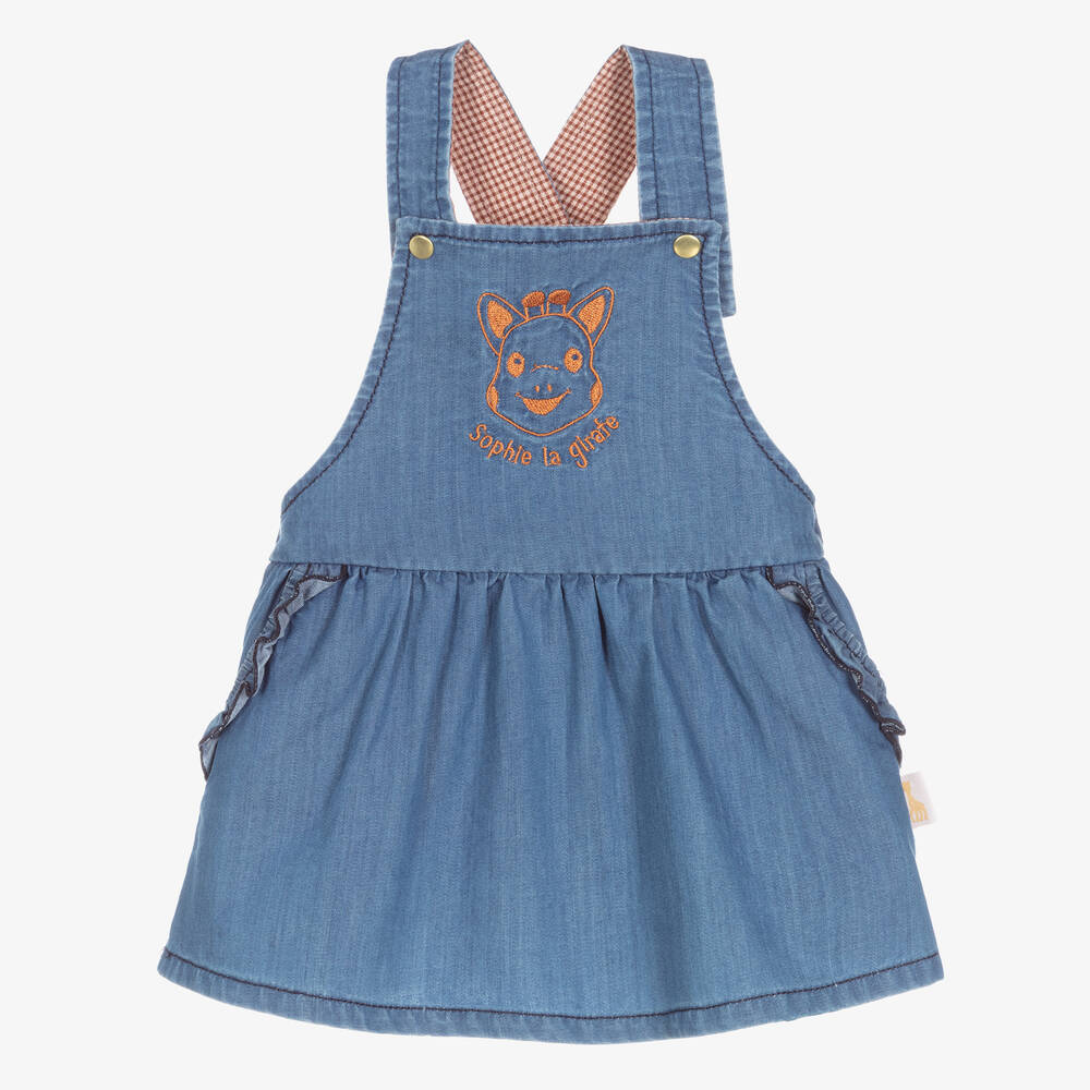 Sophie la Girafe - Blaues Trägerkleid aus Chambray | Childrensalon