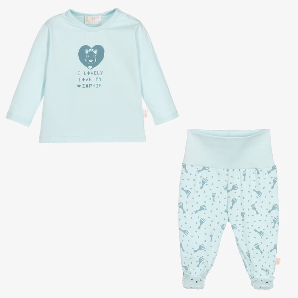 Sophie la Girafe-Голубой топ и штанишки из хлопка для малышей | Childrensalon Outlet
