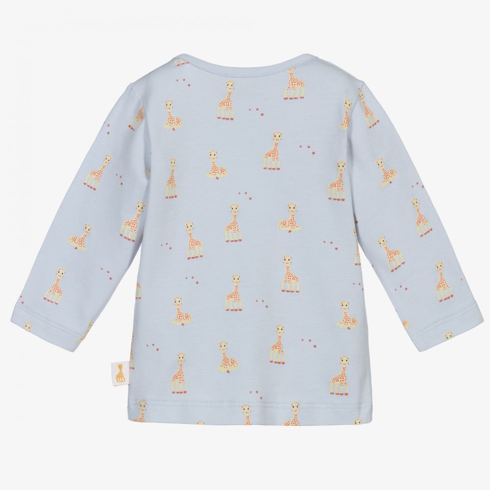 Sophie la Girafe-Голубой хлопковый топ с жирафами | Childrensalon Outlet