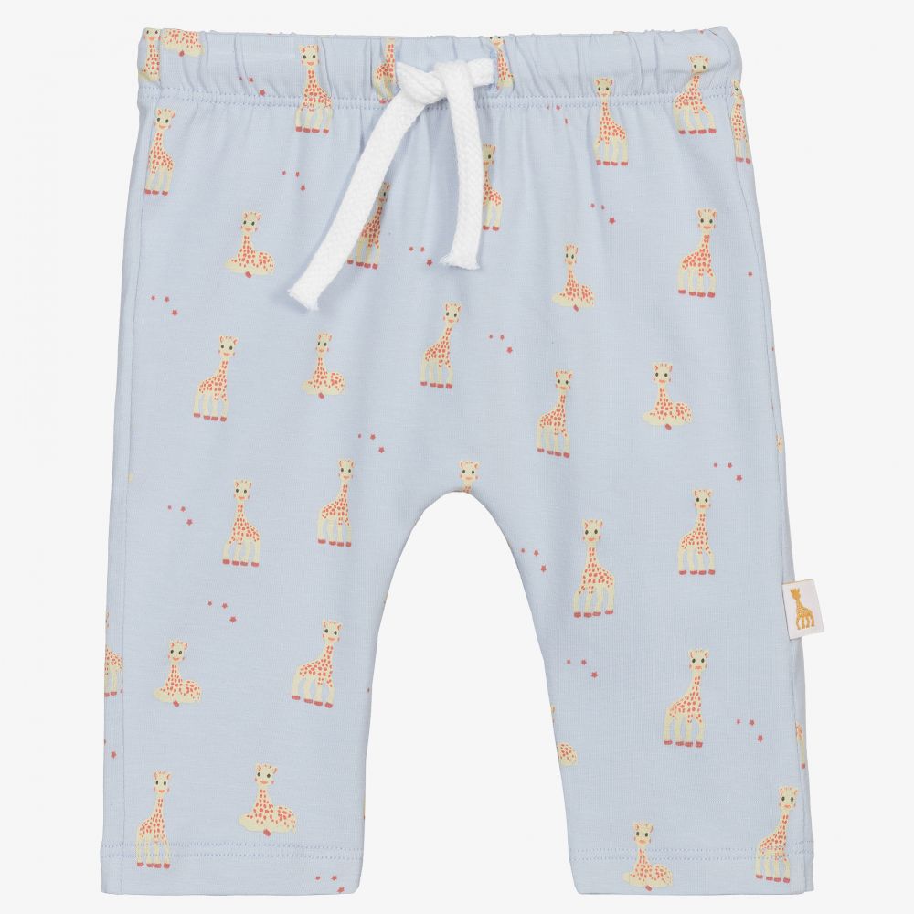Sophie la Girafe - Голубые хлопковые брюки с жирафами | Childrensalon