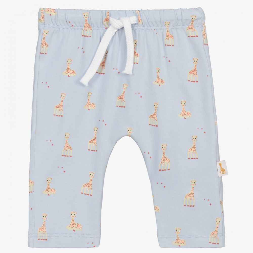 Sophie la Girafe - Blaue Baumwollhose mit Giraffen-Print | Childrensalon