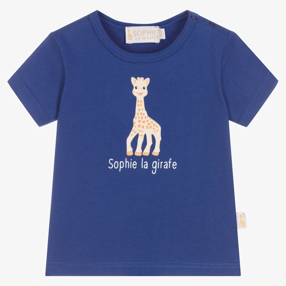 Sophie la Girafe - Blue Cotton Logo Baby T-Shirt | Childrensalon