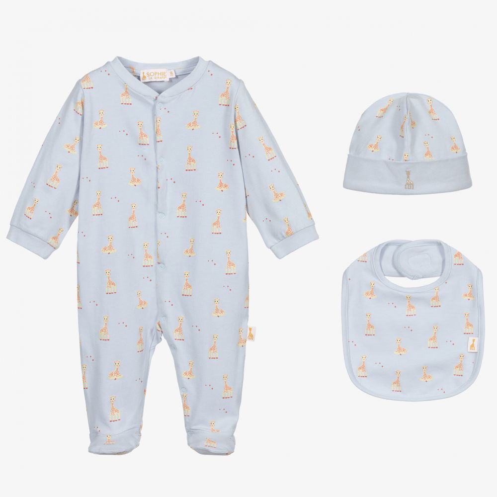 Sophie la Girafe-Blue Giraffe Babygrow Set | Childrensalon Outlet