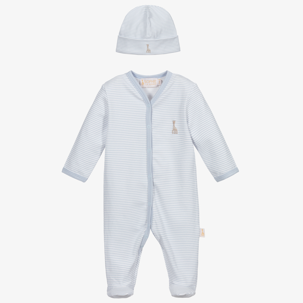 Sophie la Girafe - Blau gestreiftes Strampler-Set | Childrensalon