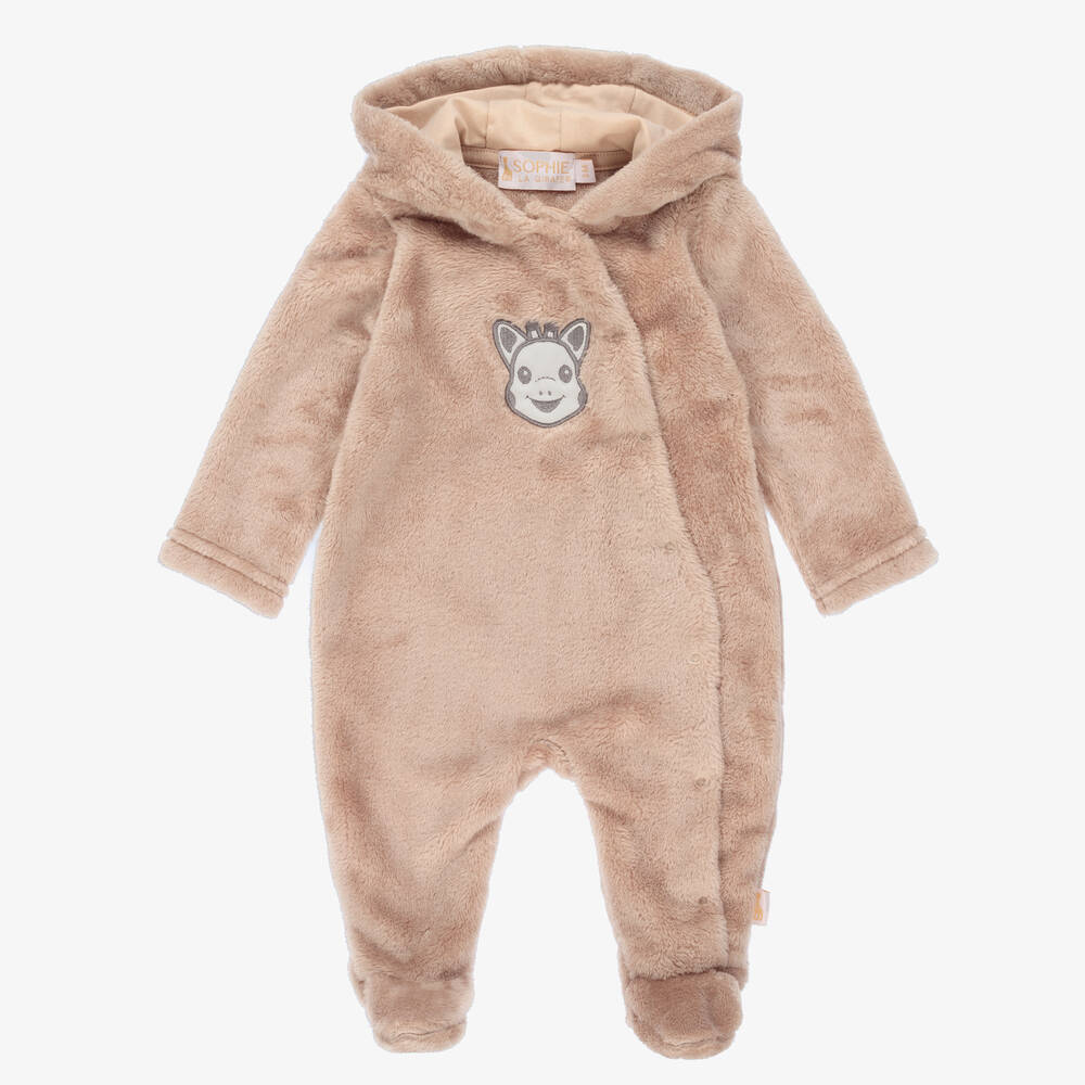 Sophie la Girafe - Brown Plush Logo Baby Pramsuit | Childrensalon