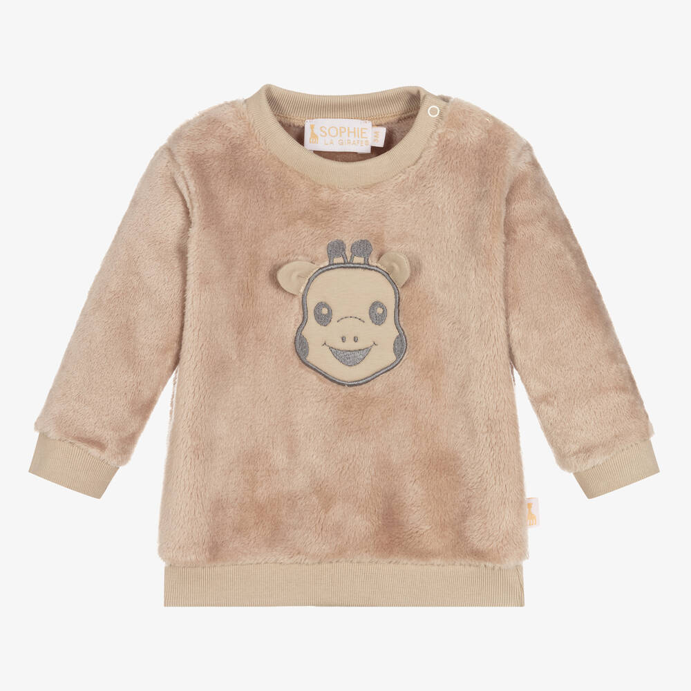 Sophie la Girafe - Sweat marron duveteux | Childrensalon