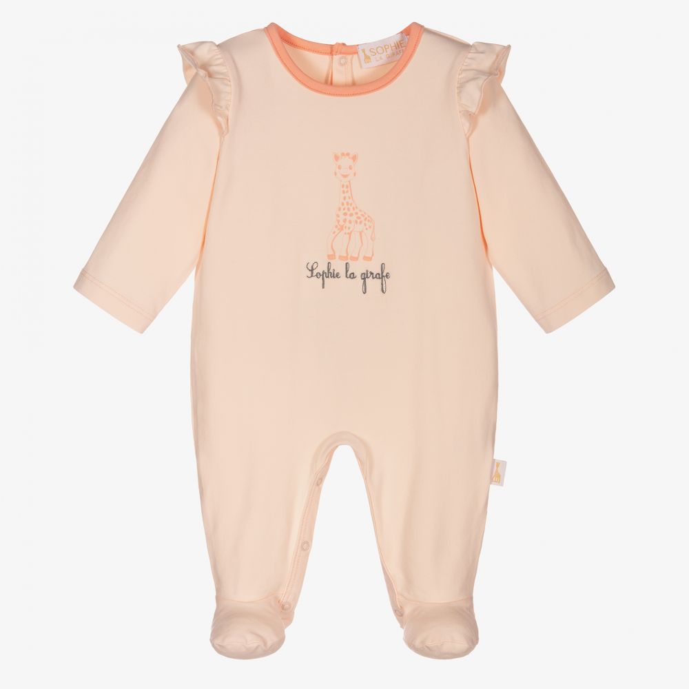 Sophie la Girafe - Coral Pink Giraffe Babygrow | Childrensalon