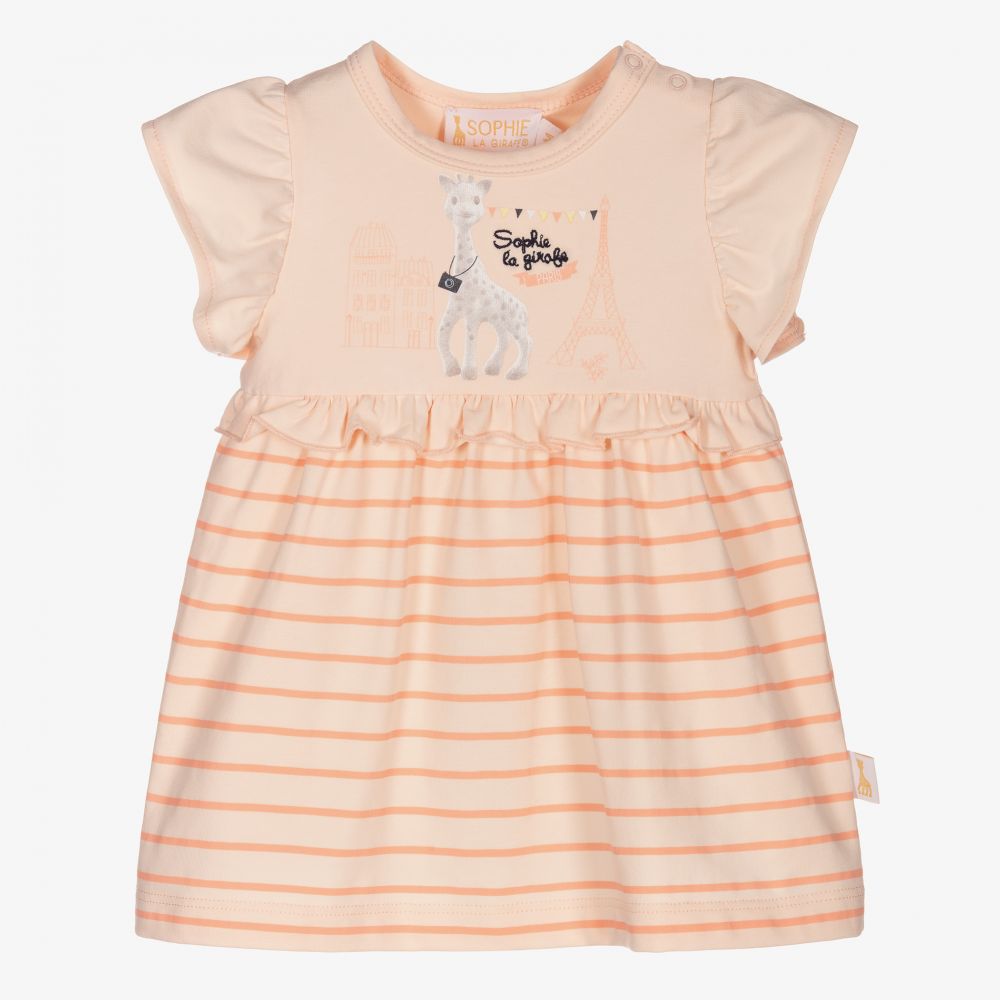 Sophie la Girafe - Кораллово-розовое платье с жирафом | Childrensalon