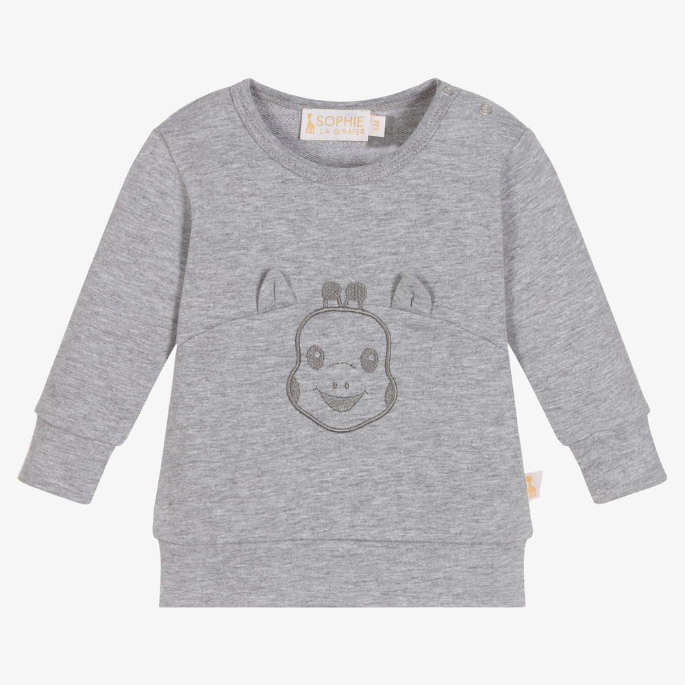 Sophie la Girafe - Grey Cotton Baby Sweatshirt | Childrensalon