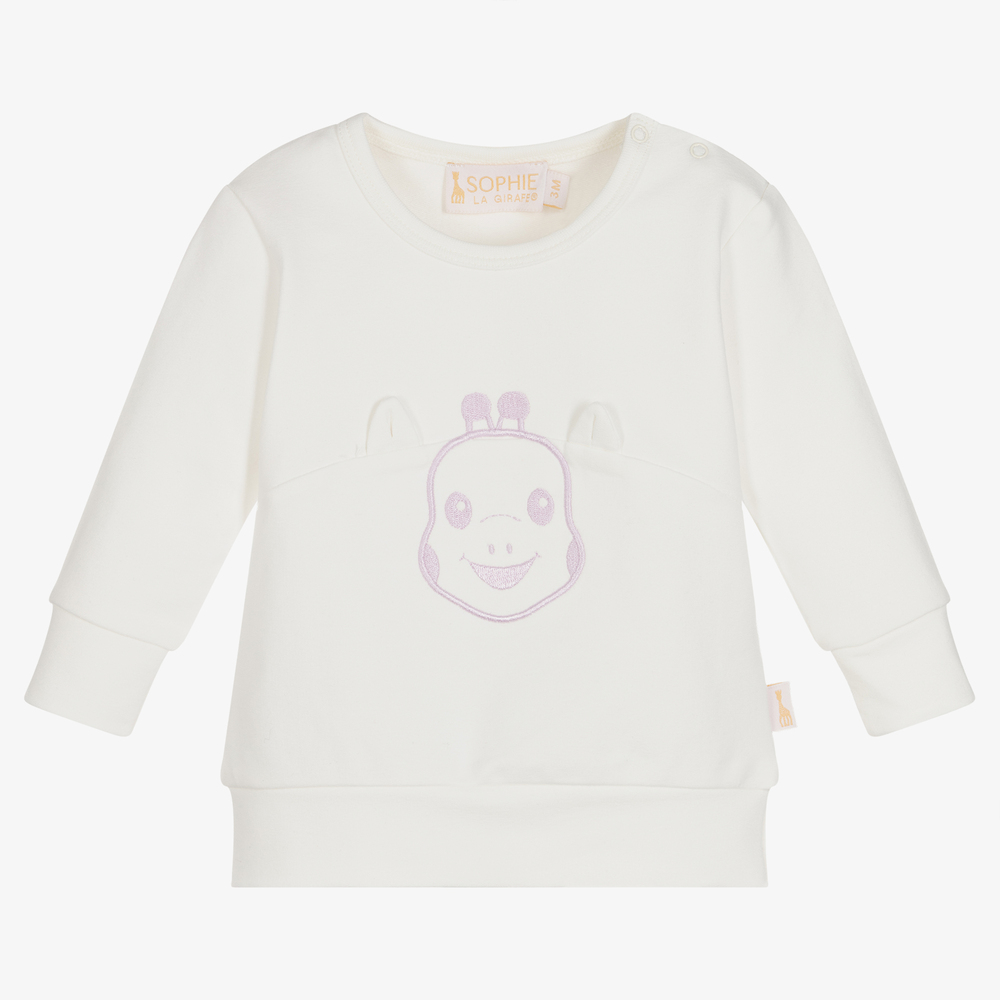 Sophie la Girafe - Ivory Cotton Baby Sweatshirt | Childrensalon