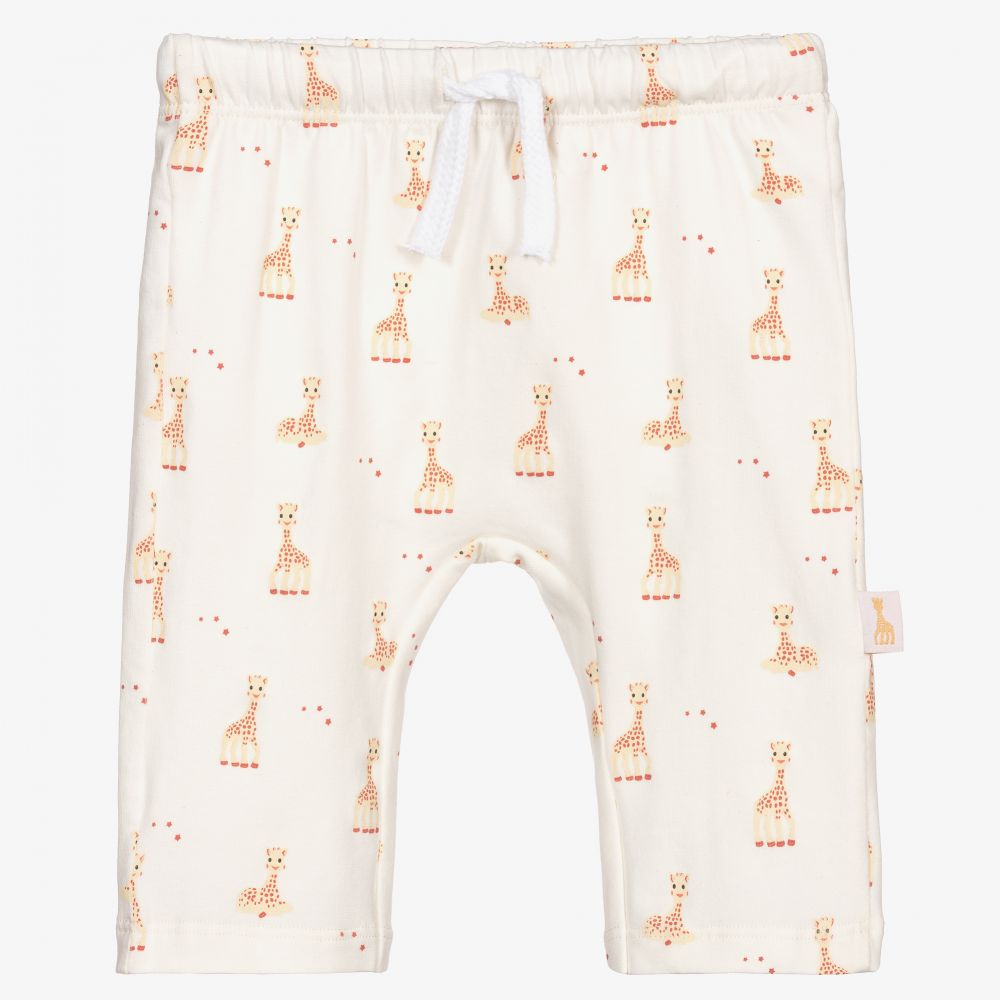 Sophie la Girafe - Elfenbeinfarbene Baumwollhose mit Giraffen-Print | Childrensalon