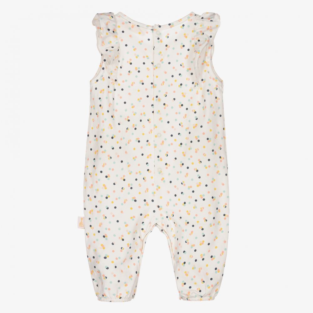Sophie la Girafe-Кремовый хлопковый ромпер в горох | Childrensalon Outlet