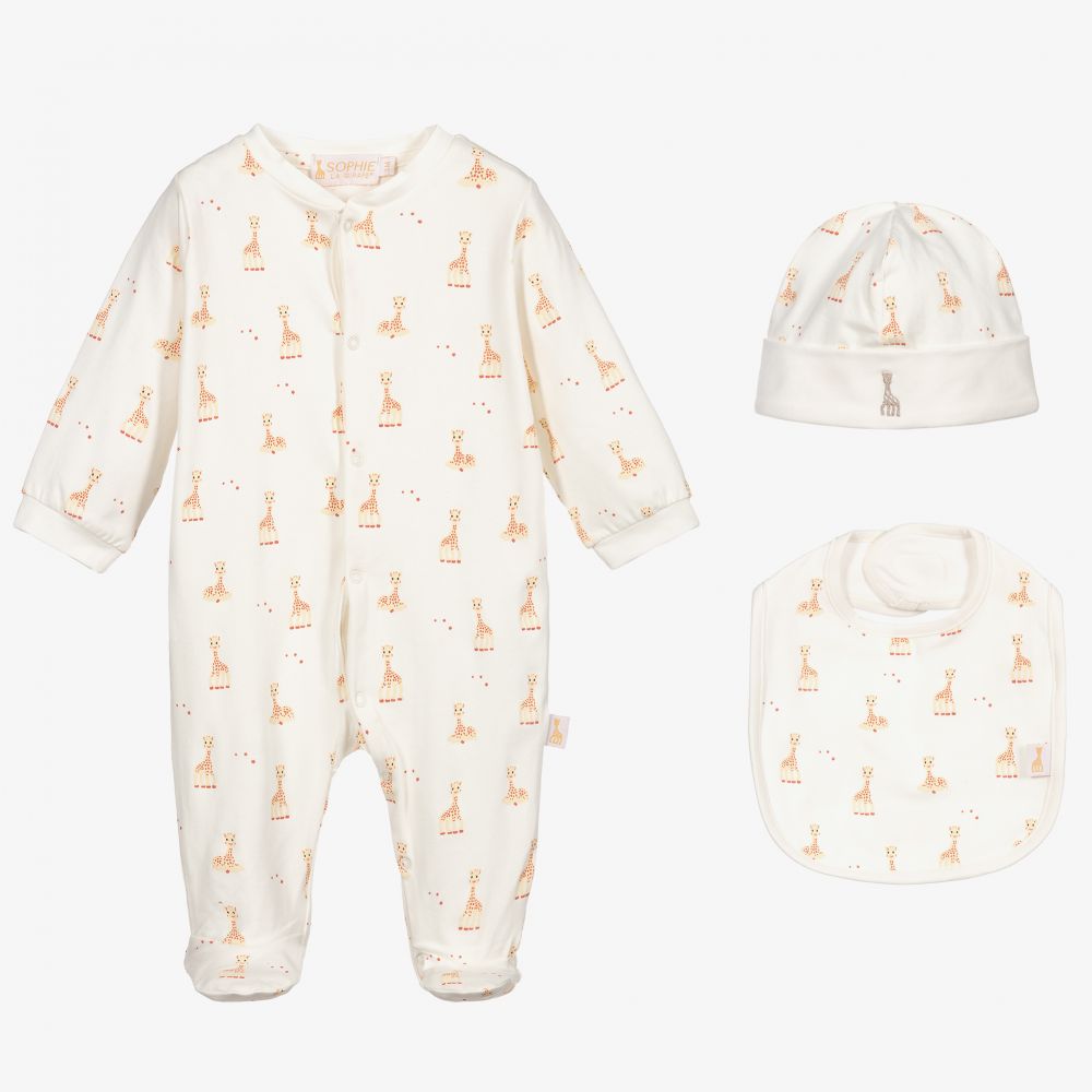 Sophie la Girafe - Elfenbeinfarbenes Giraffen-Strampler-Set | Childrensalon