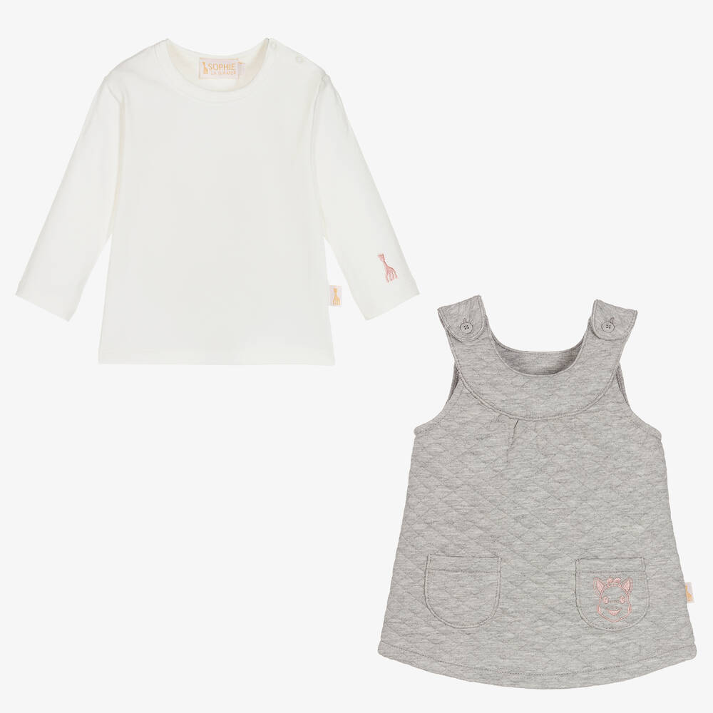 Sophie la Girafe-Кремовый топ и серое платье для малышей | Childrensalon Outlet