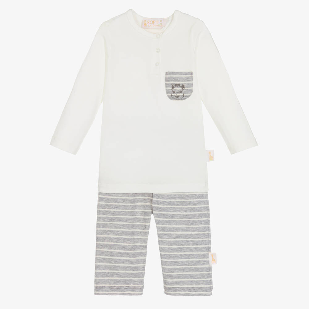Sophie la Girafe - Ivory & Grey Baby Trousers Set | Childrensalon