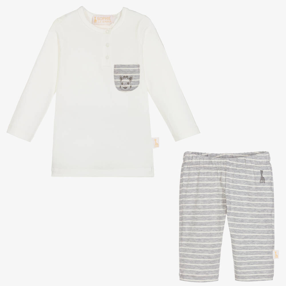 Sophie la Girafe-Кремовый топ и серые штанишки для малышей | Childrensalon Outlet