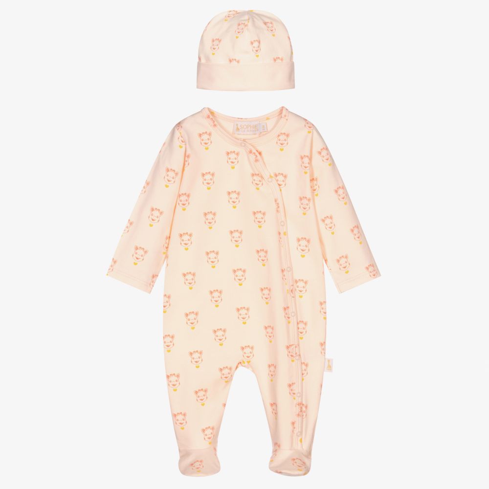 Sophie la Girafe - Pink Cotton Babygrow Set | Childrensalon