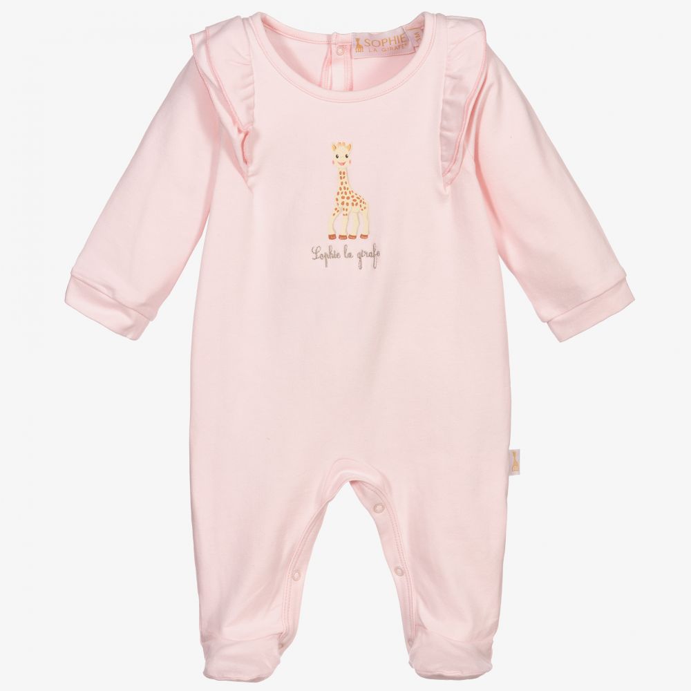 Sophie la Girafe - Pink Cotton Giraffe Babygrow | Childrensalon