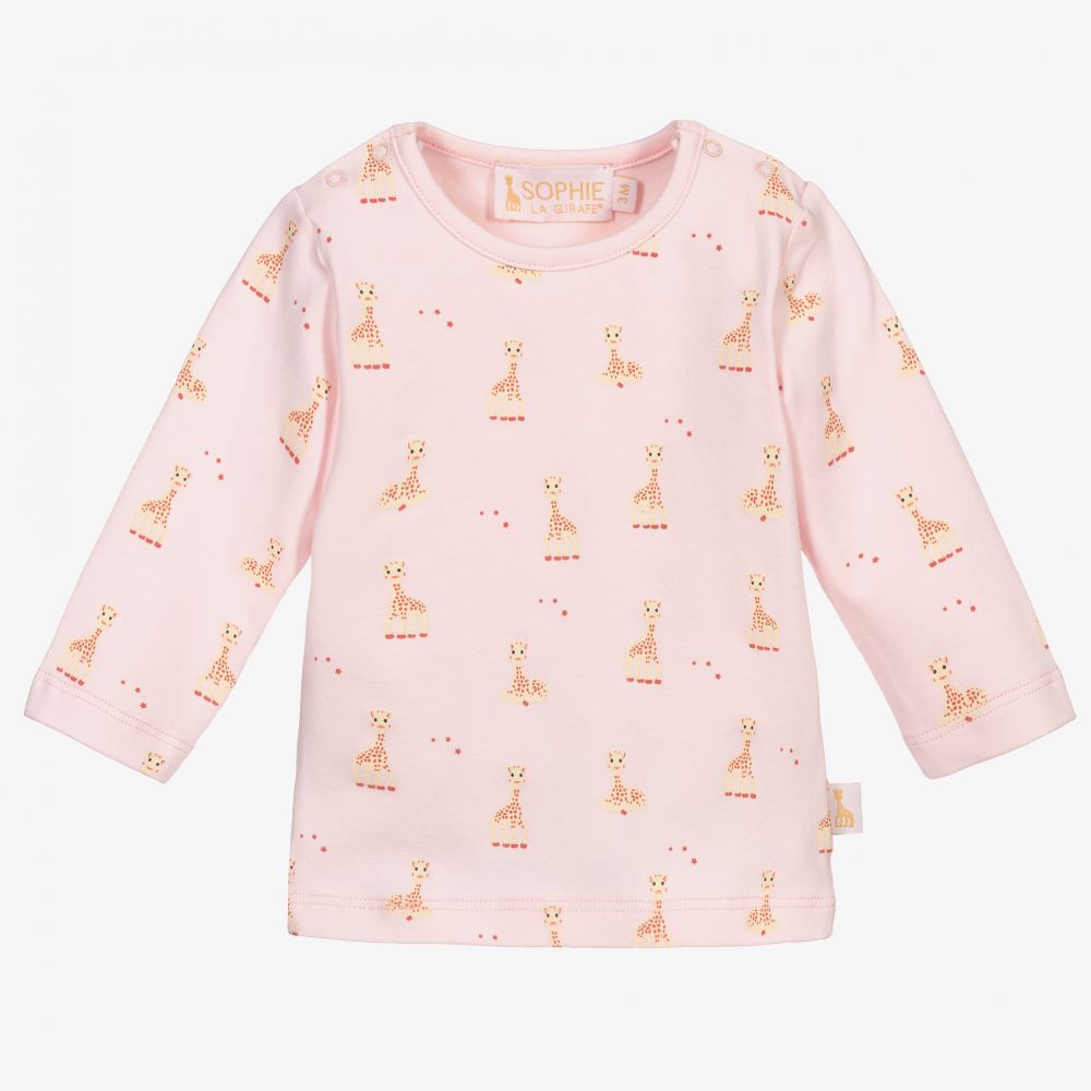 Sophie la Girafe - Розовый хлопковый топ с жирафами | Childrensalon