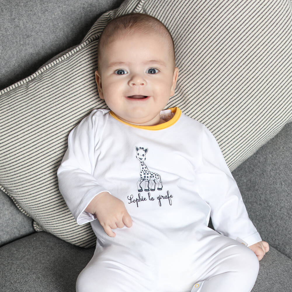 Sophie la Girafe-Белый хлопковый комбинезон | Childrensalon Outlet