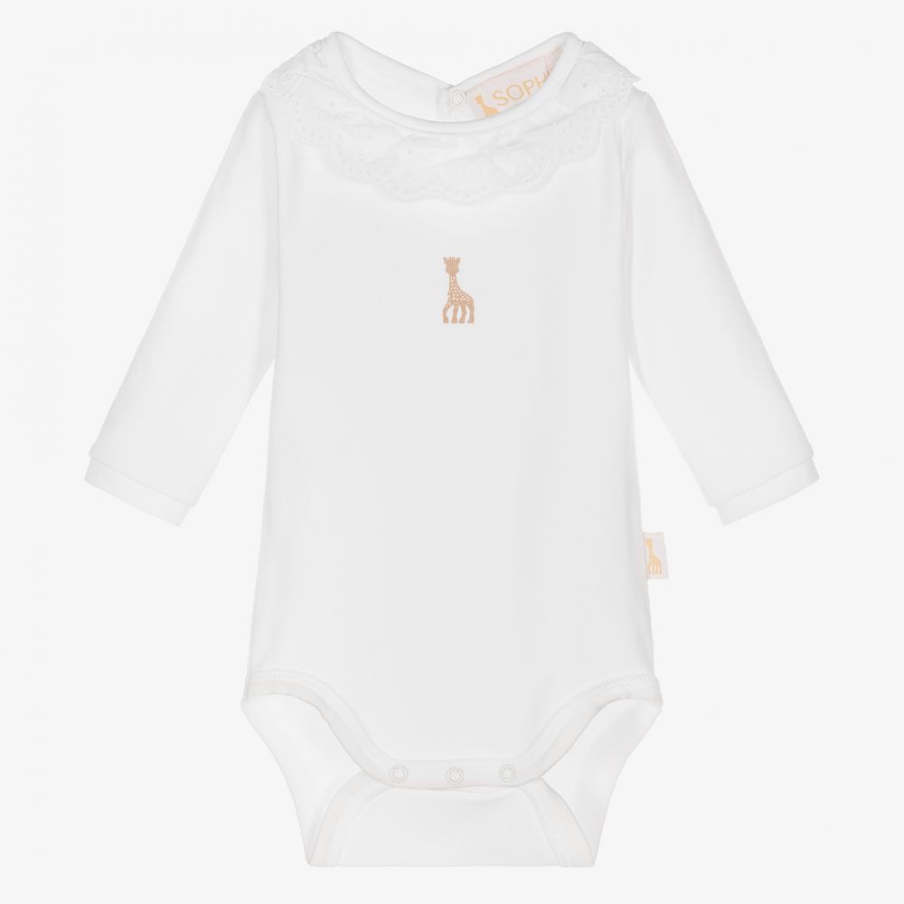 Sophie la Girafe - White Cotton Logo Bodysuit | Childrensalon