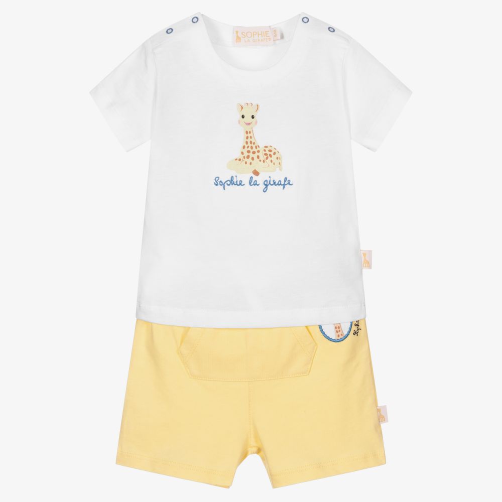 Sophie la Girafe - Shorts-Set in Weiß und Gelb (Jungen) | Childrensalon