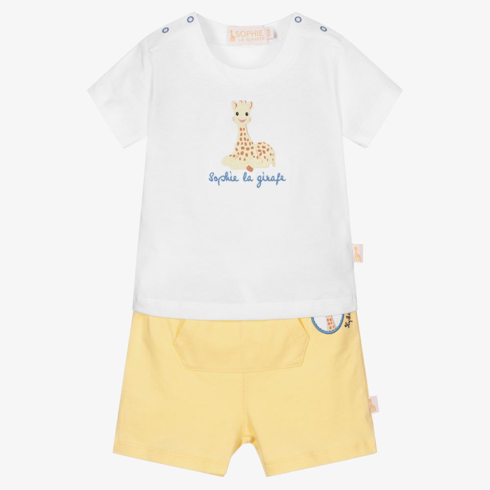Sophie la Girafe-Белый топ с желтыми шортами | Childrensalon Outlet