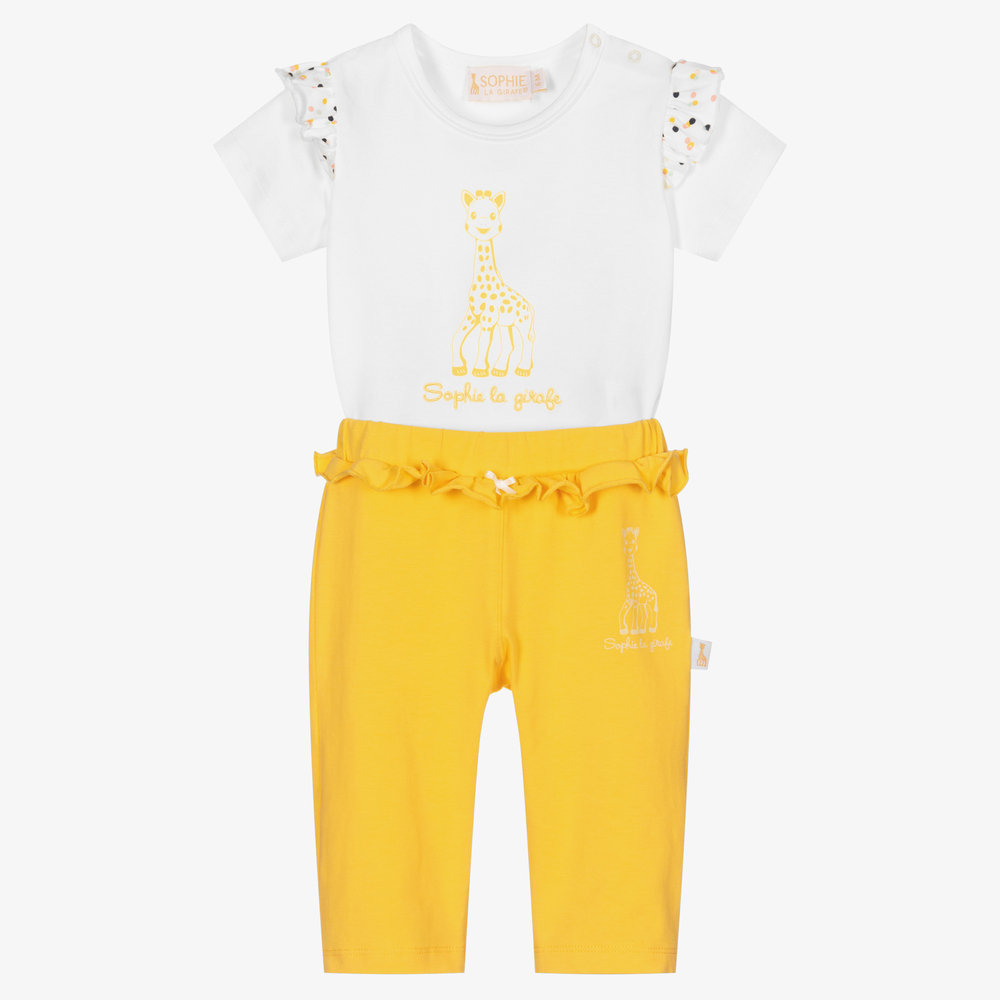 Sophie la Girafe-White & Yellow Trouser Set | Childrensalon Outlet