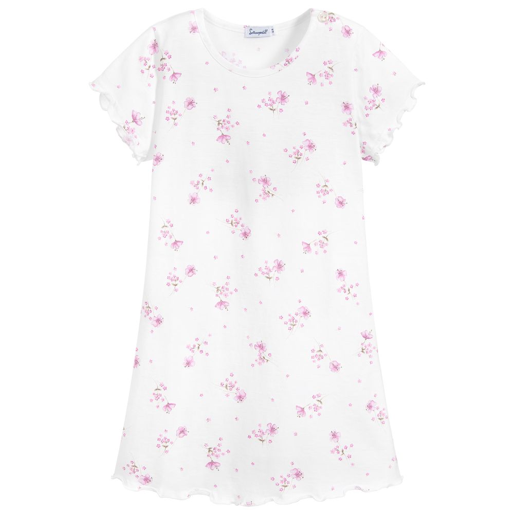 Sottocoperta - قميص نوم قطن جيرسي لون أبيض وزهري | Childrensalon