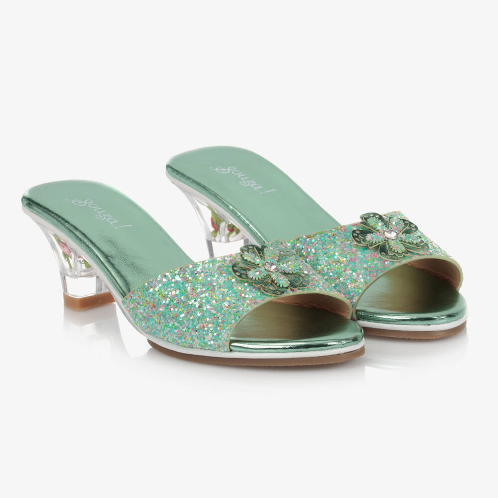 Souza-Girls Glittery Green Slip-On Heels | Childrensalon Outlet