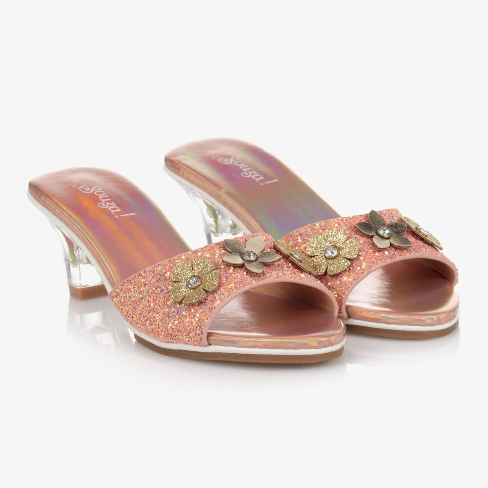 Souza-Girls Glittery Pink Flower Heels | Childrensalon Outlet