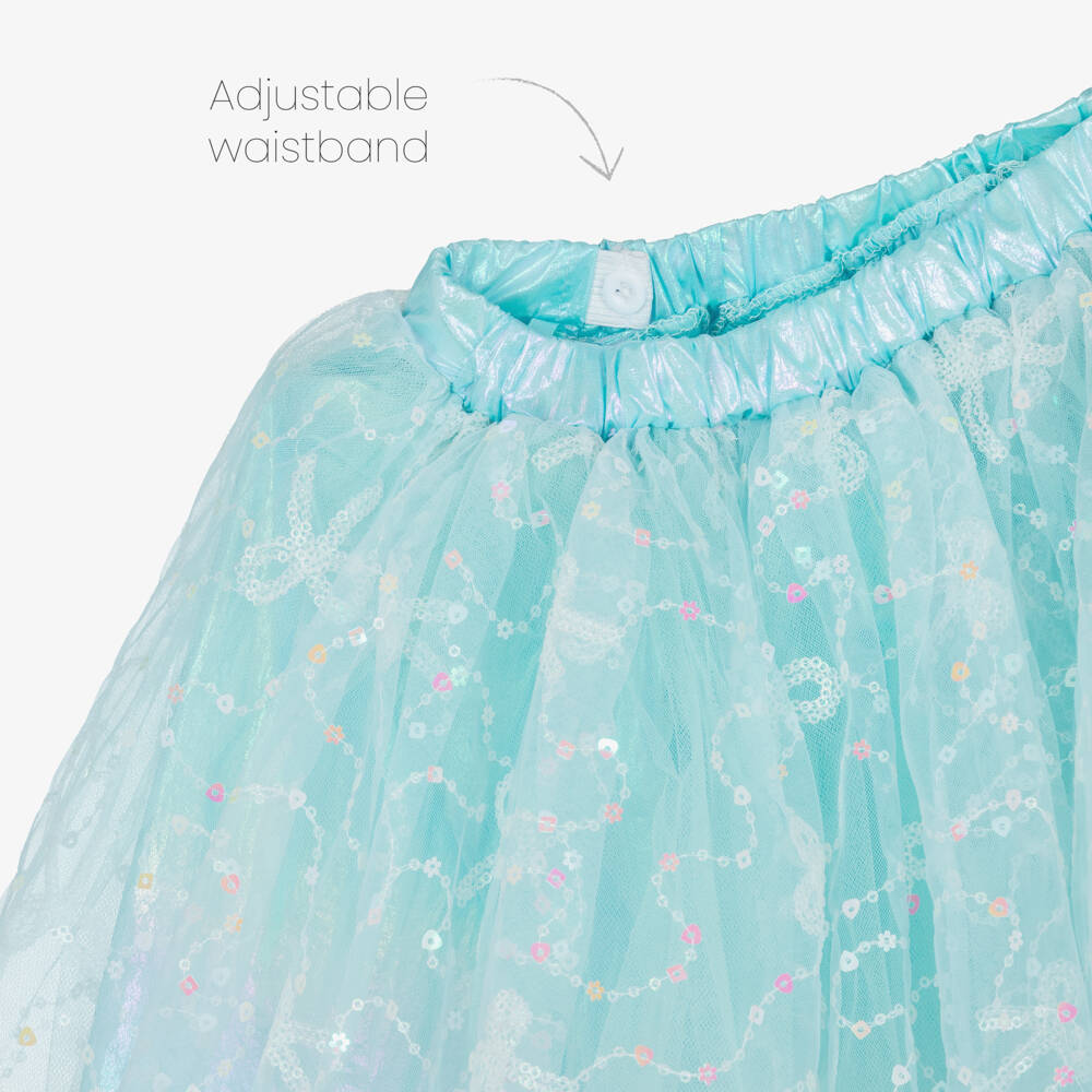 Souza-Girls Turquoise Blue Tutu Skirt with Sequinned Embroidery | Childrensalon Outlet