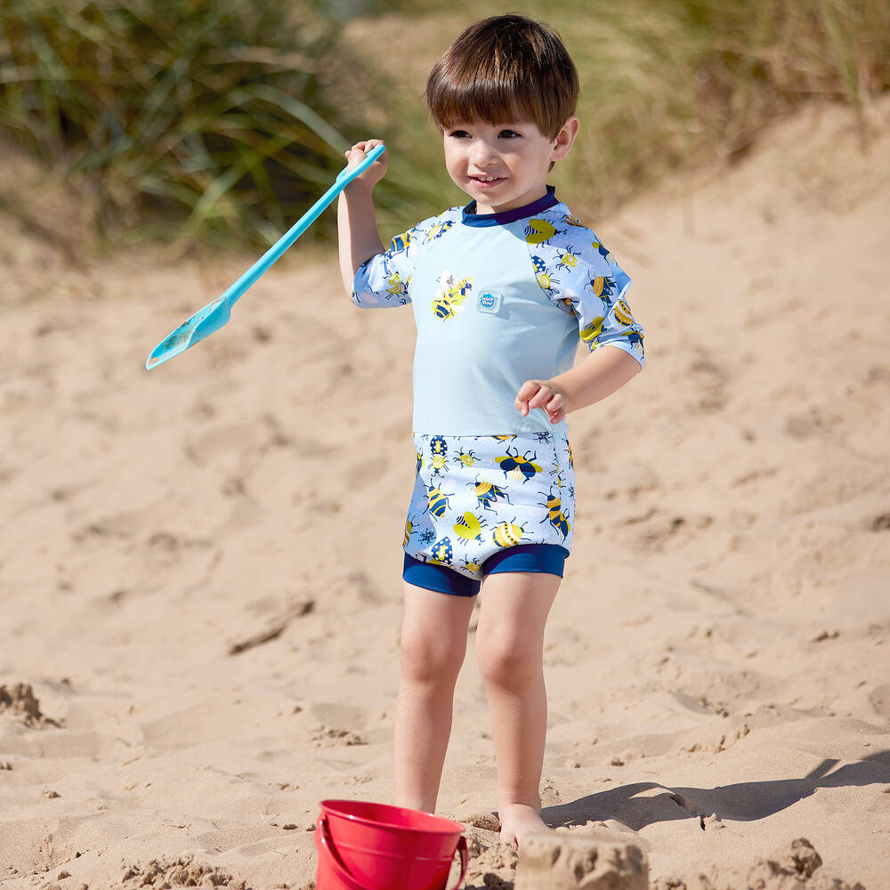 Splash About-Blue Bee Happy Nappy Baby Sun Suit (UPF50+) | Childrensalon Outlet