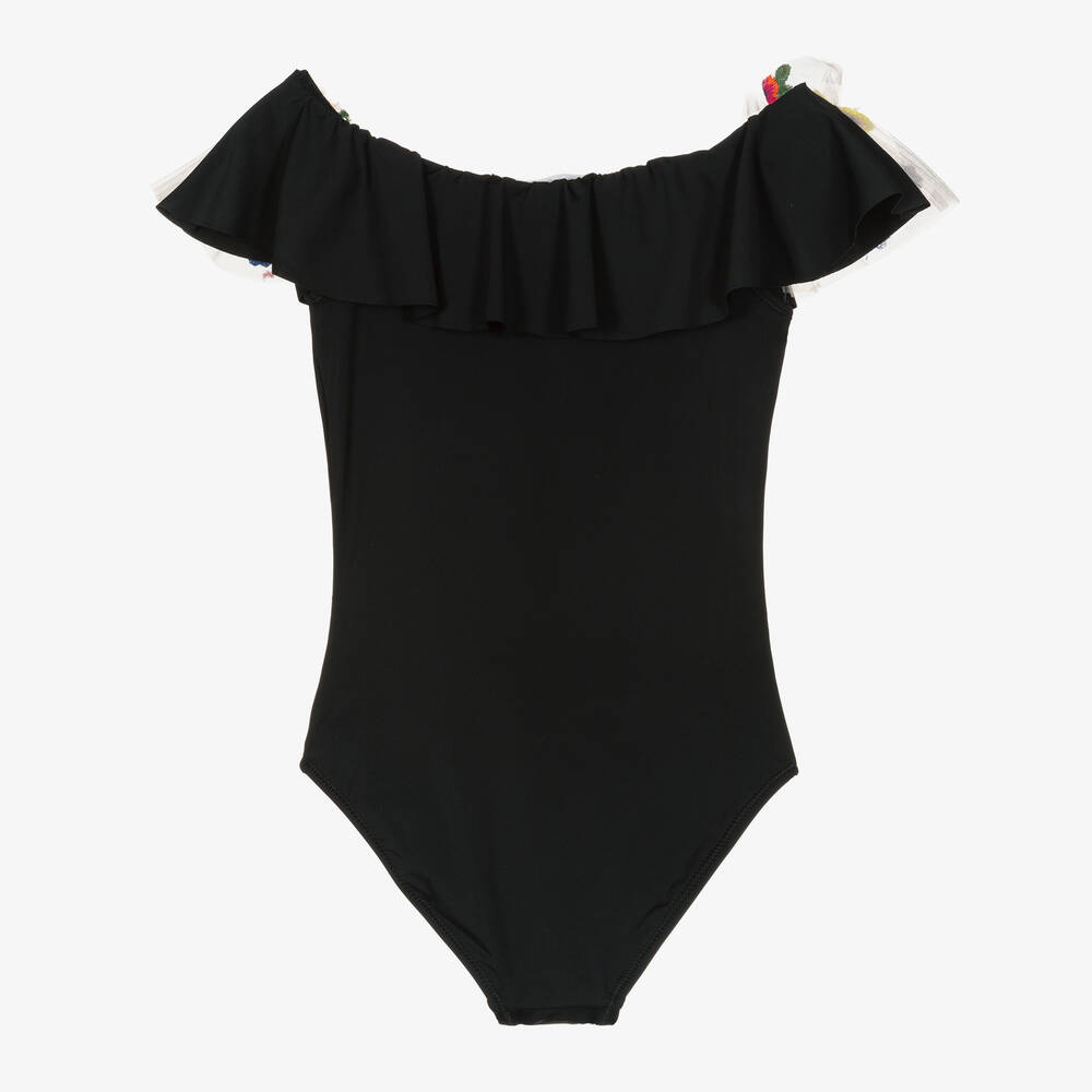 Stella Cove-مايّو مطرز لون أسود للبنات مزين بكشكش تول | Childrensalon Outlet