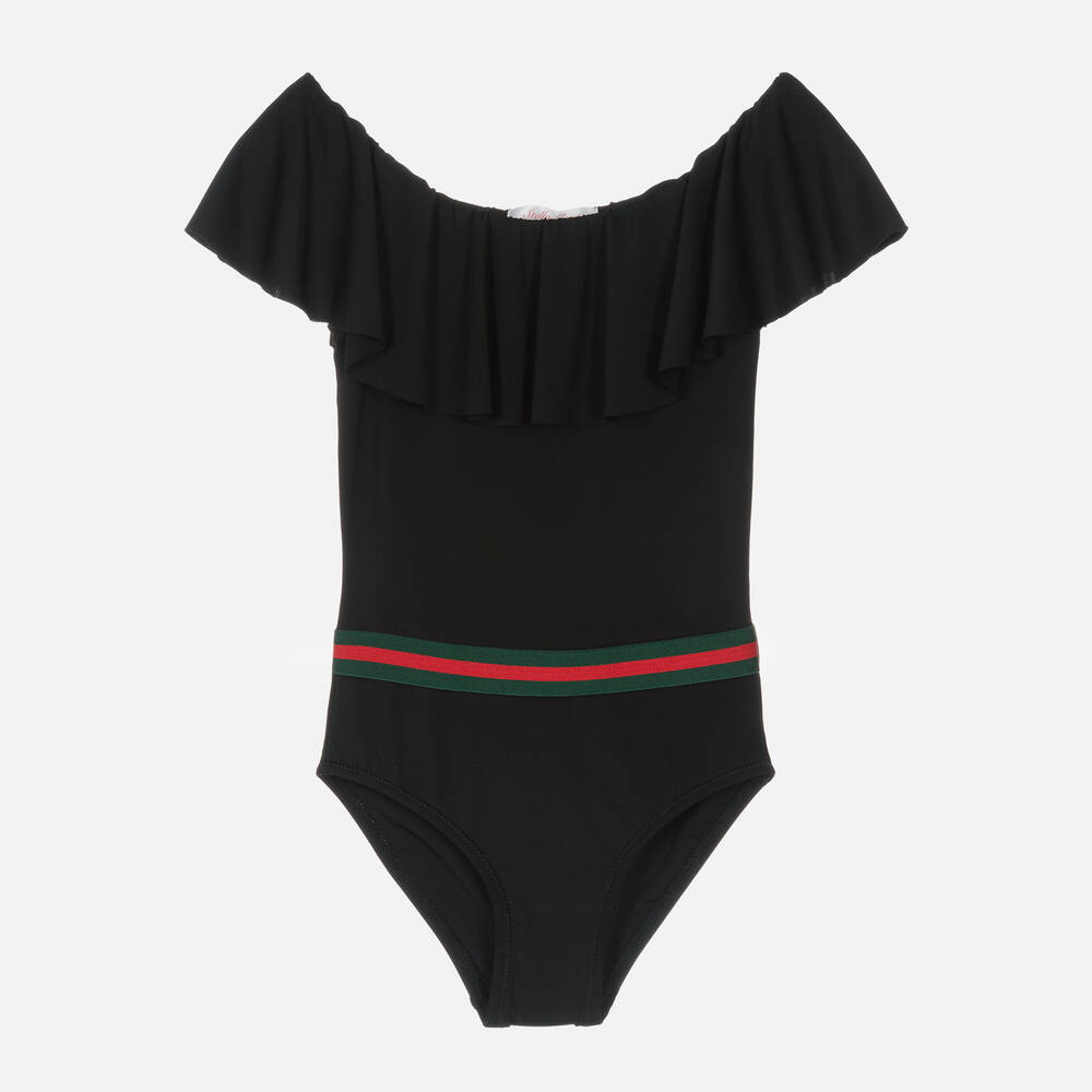 Stella Cove-Girls Black Ruffle Swimsuit | Childrensalon Outlet