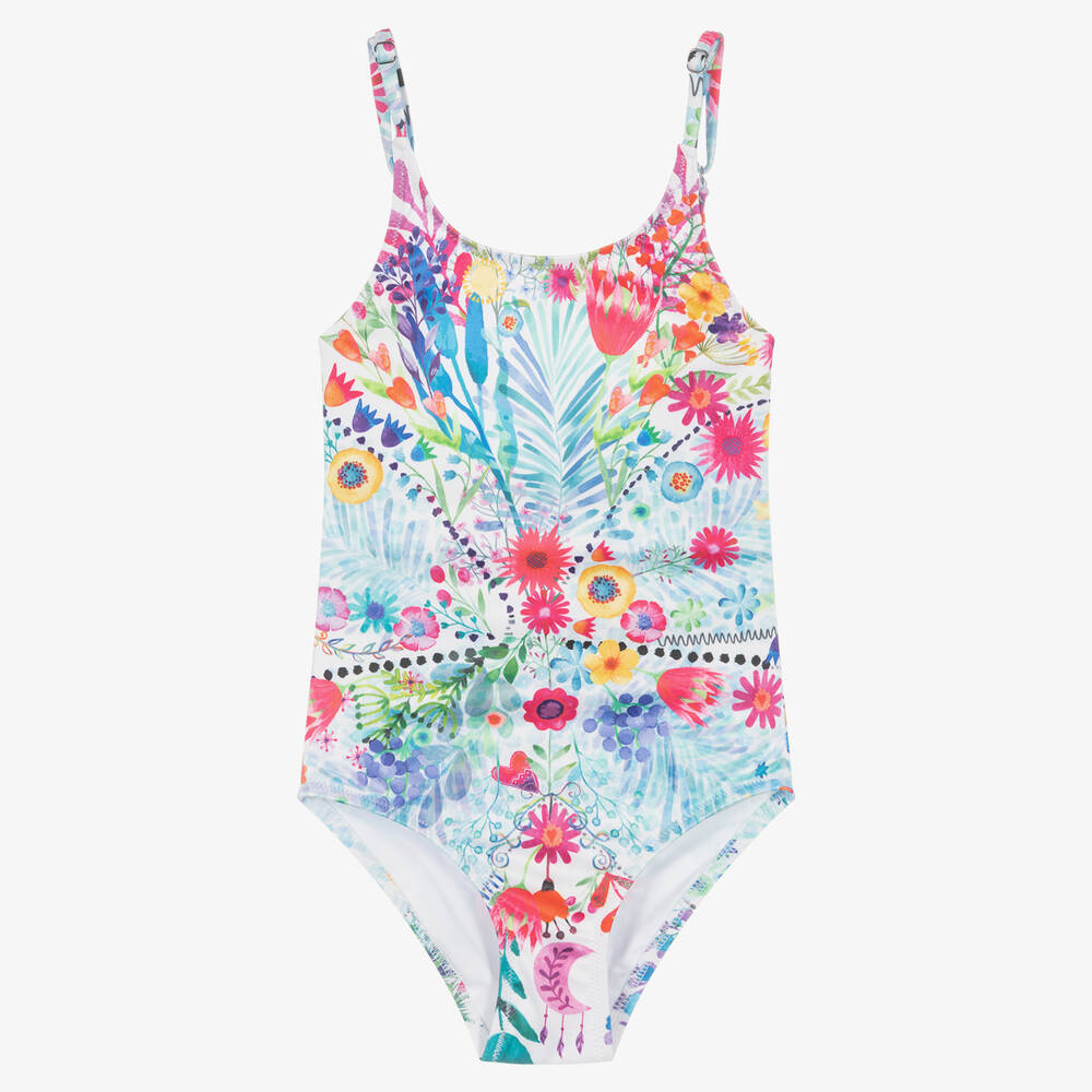 Stella Cove - Girls Blue Wildflower Swimsuit | Childrensalon