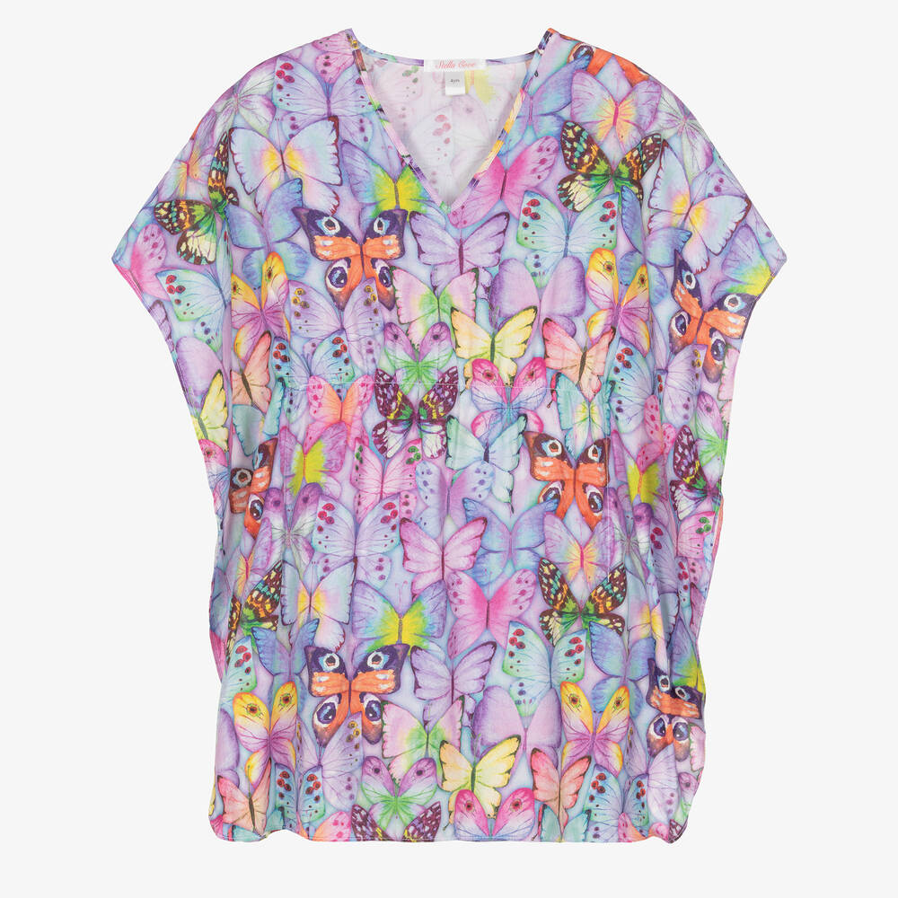Stella Cove - Фиолетовый кафтан с бабочками | Childrensalon